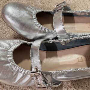 SCHUTZ CALITA METALLIC LEATHER FLAT